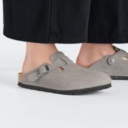 Birkenstock Boston Suède estampé Emboss Dots Stone Coin