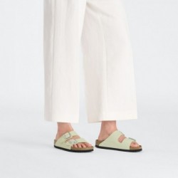 Birkenstock Arizona Cuir nubuck Soft Faded Lime