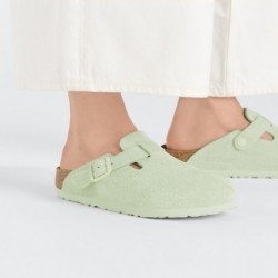 Birkenstock Boston Suède Faded Lime